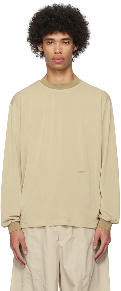 Birrot Beige Lay1 Boxy Long Sleeve T-shirt In Peanut