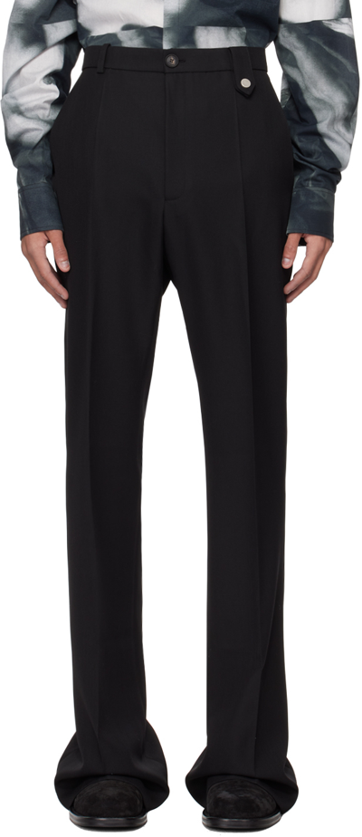 Egonlab Sami Tailored Wool Flared Trousers In Black Wool