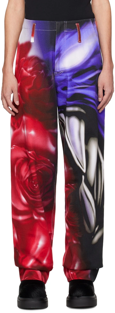 Gerrit Jacob Blue & Red Printed Jeans In Red/navy