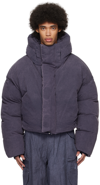 Entire Studios Cropped Hooded Puffer Jacket With Long Sleeves In Indium