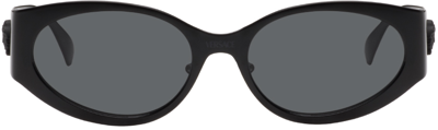Versace Black 'la Medusa' Oval Sunglasses In 126187 Matte Black