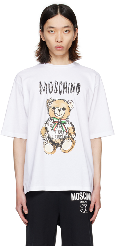 Moschino Teddy Bear-print Cotton T-shirt In White