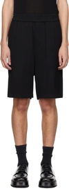 Ami Alexandre Mattiussi Logo-plaque Elasticated-waistband Shorts In Black/001
