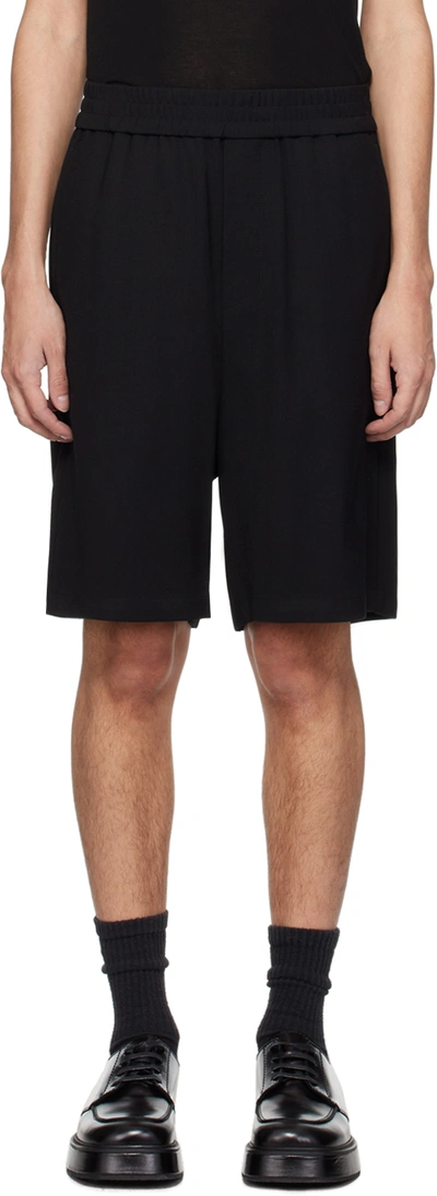 Ami Alexandre Mattiussi Logo-plaque Elasticated-waistband Shorts In Black