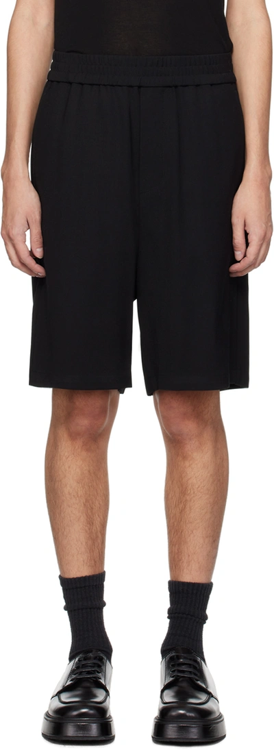 Ami Alexandre Mattiussi Black Elasticized Waist Shorts