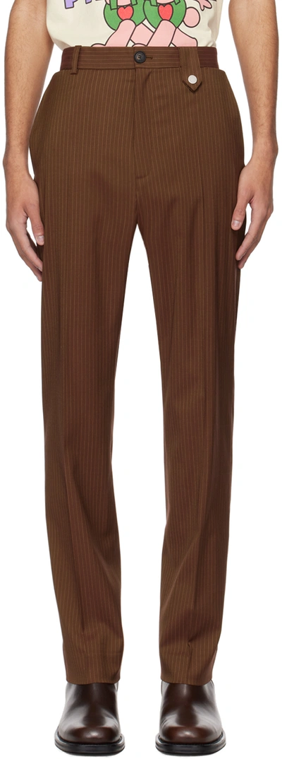 Egonlab Brown Sex Trousers In Brown Stripes