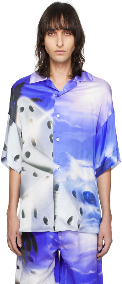 Gerrit Jacob Blue & White Printed Shirt In Blue/pink