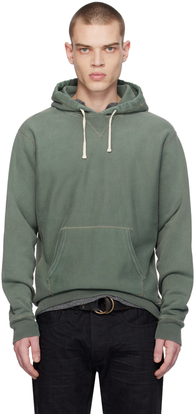 Rrl Green Garment-dyed Hoodie In Collegiate Green