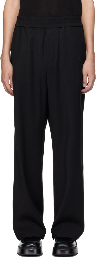 Ami Alexandre Mattiussi Black Elasticized Waist Trousers In Black/001