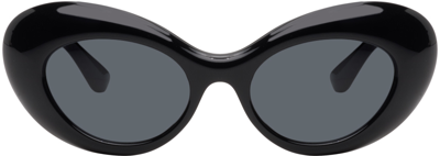 Versace Black 'la Medusa' Oval Sunglasses In Gb1/87 Black