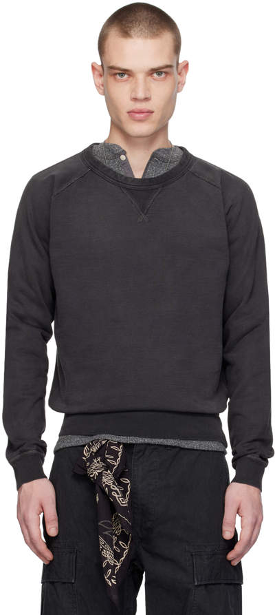 Rrl Black Garment-dyed Sweatshirt In Black Indigo