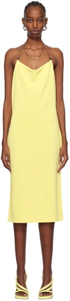 Bottega Veneta Chain-detailed Ribbed-knit Midi Halter Dress In 7059 Pineapple