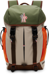 MONCLER GRAY & KHAKI PATCH BACKPACK