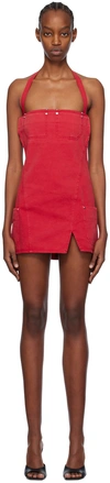Dion Lee Open-back Apron Minidress In Washed Bright Red