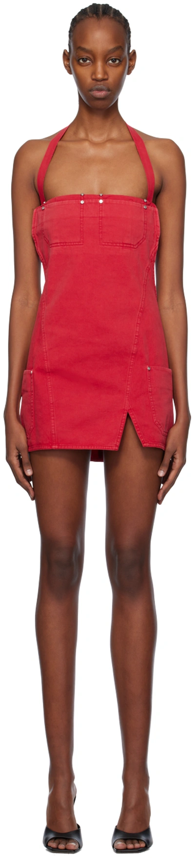 Dion Lee Open-back Apron Minidress In Red