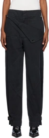 DION LEE BLACK BELTED SHELL TROUSERS