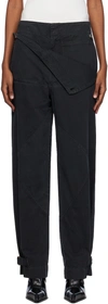 Dion Lee Black Belted Shell Trousers In Washed Black