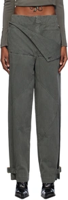 DION LEE GRAY BELTED SHELL TROUSERS