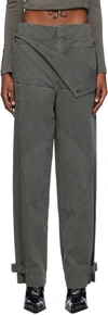 Dion Lee Gray Belted Shell Trousers In Washed Mercury