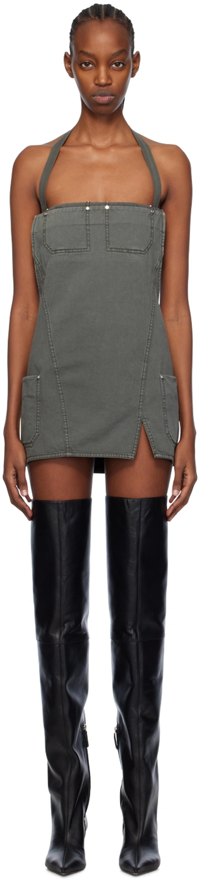 Dion Lee Grey Apron Minidress In Washed Mercury