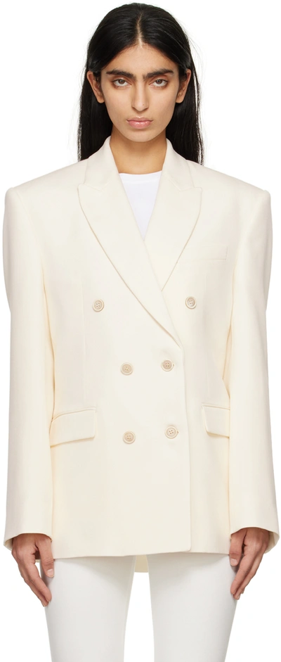 Wardrobe.nyc Neutral Contour Double-breasted Blazer In Neutrals