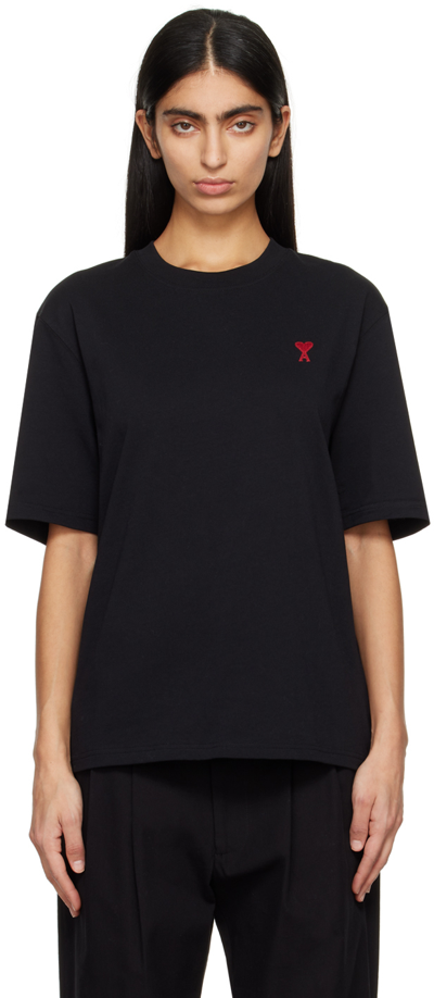 AMI ALEXANDRE MATTIUSSI BLACK AMI DE CŒUR T-SHIRT
