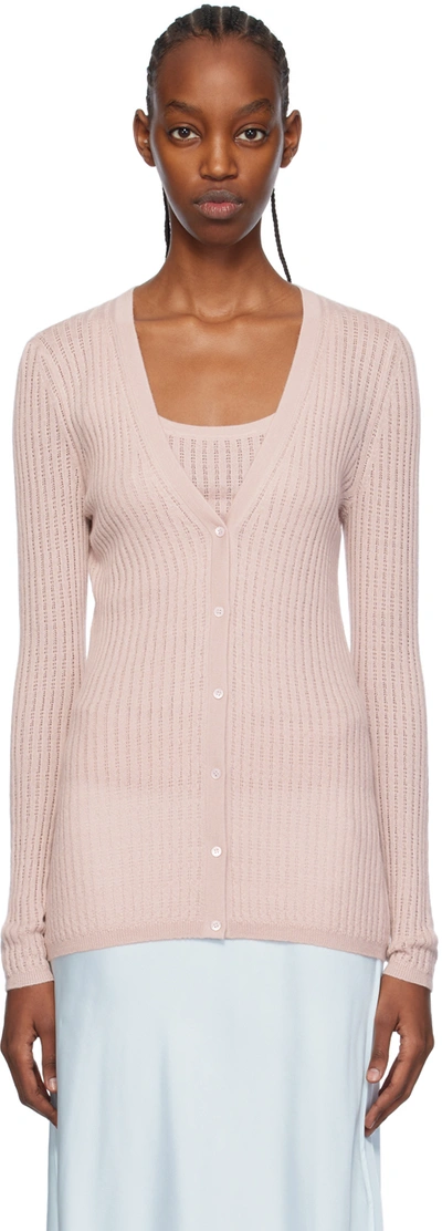 Gabriela Hearst Emma Pointelle Cardigan Sweater In Pink & Purple