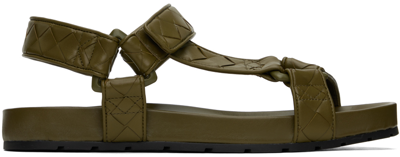 Bottega Veneta Woven Pattern Leather Sandals For Men In Green