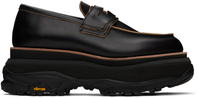 Sacai Black Platform Loafers In 001 Black