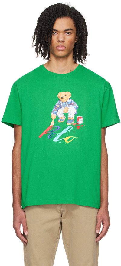 Polo Ralph Lauren Green Polo Bear T-shirt In Preppy Green Bear
