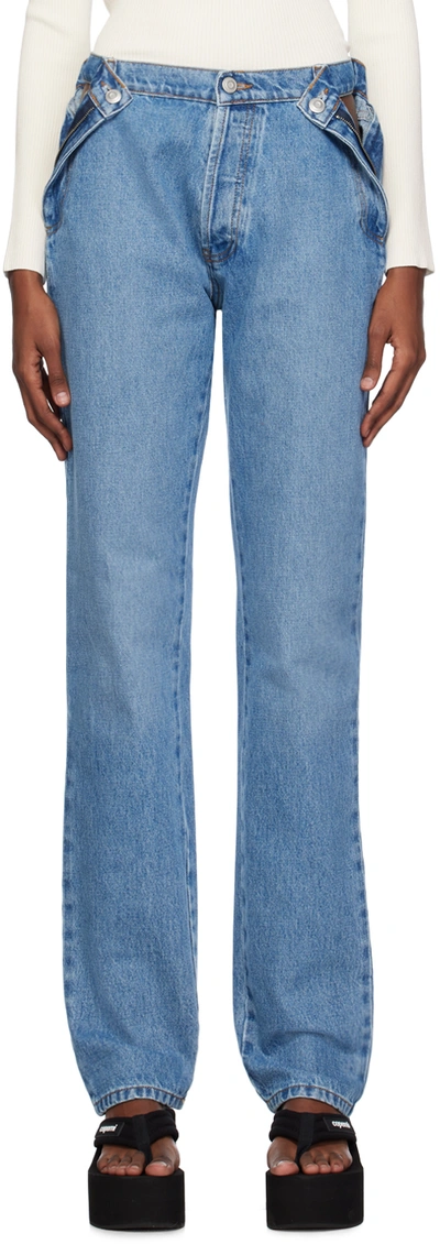 Coperni Blue Open Hip Jeans In Wasblu Washed Blue