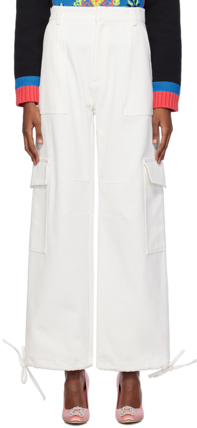 Moschino White Embroidered Jeans In A2001 Fantasy White
