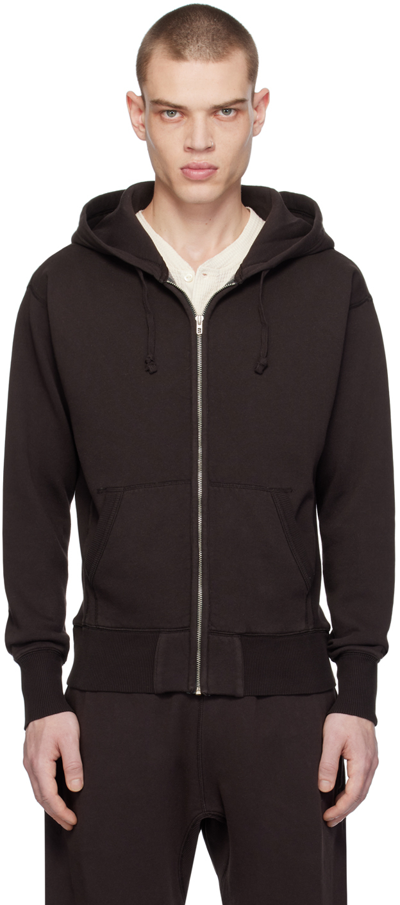 Rrl Black Zip Hoodie In Faded Black