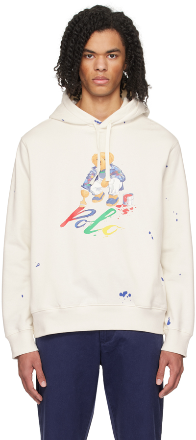 Polo Ralph Lauren Painting Polo Bear Hoodie In Neutrals