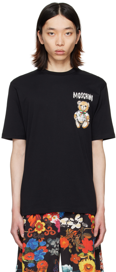 MOSCHINO BLACK PRINTED T-SHIRT