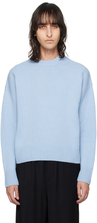 Ami Alexandre Mattiussi Blue Dropped Shoulder Sweater In Cashmere Blue/484