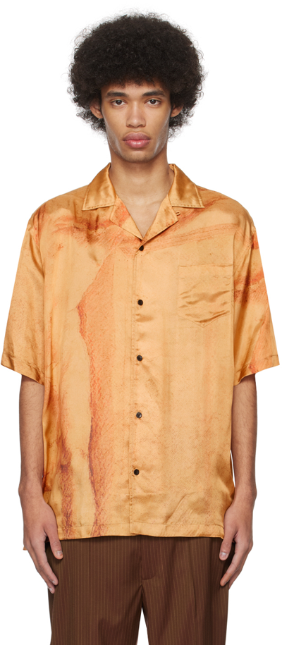 Egonlab Orange Open Spread Collar Shirt In Safran