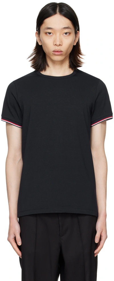 Moncler Navy Striped T-shirt In Navy 778