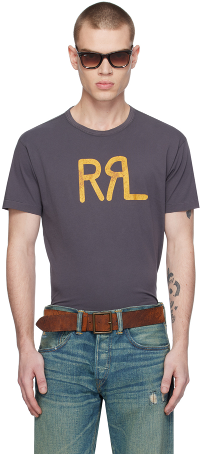 Rrl Logo Short-sleeved Cotton T-shirt In Blue