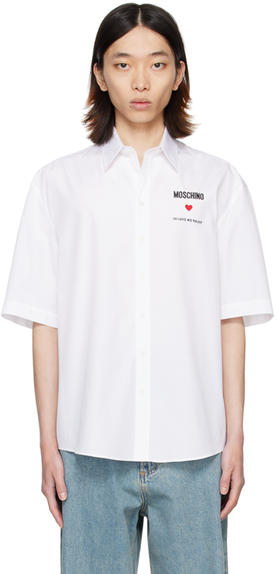 Moschino White Embroidered Shirt In J1001