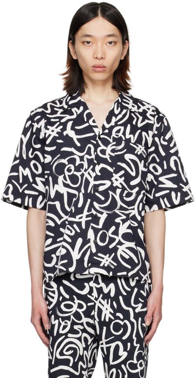 Moschino Navy & White Printed Shirt In A1555