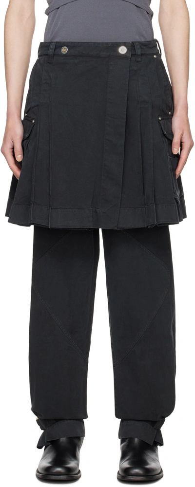 Dion Lee Black Cargo Miniskirt In Washed Black