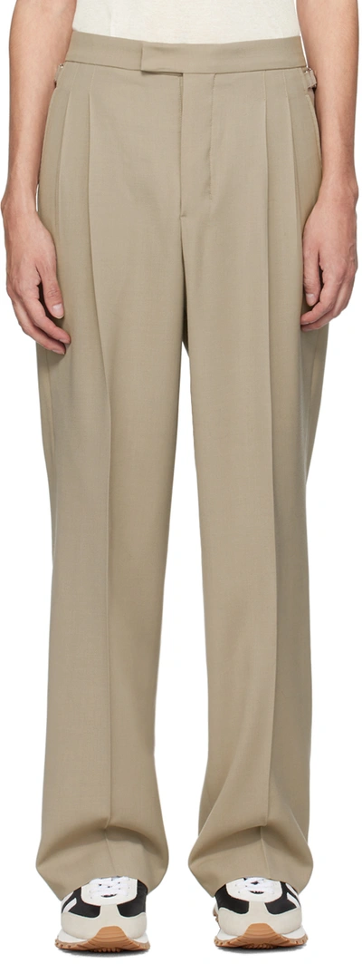 Ami Alexandre Mattiussi Taupe Pleated Trousers In Light Taupe/2811