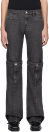 Coperni Black Open Knee Jeans In Washed Black