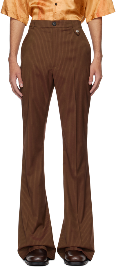 Egonlab Brown Sami Trousers In Brown Stripes