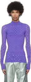 MAISIE WILEN PURPLE PERFORATED TURTLENECK