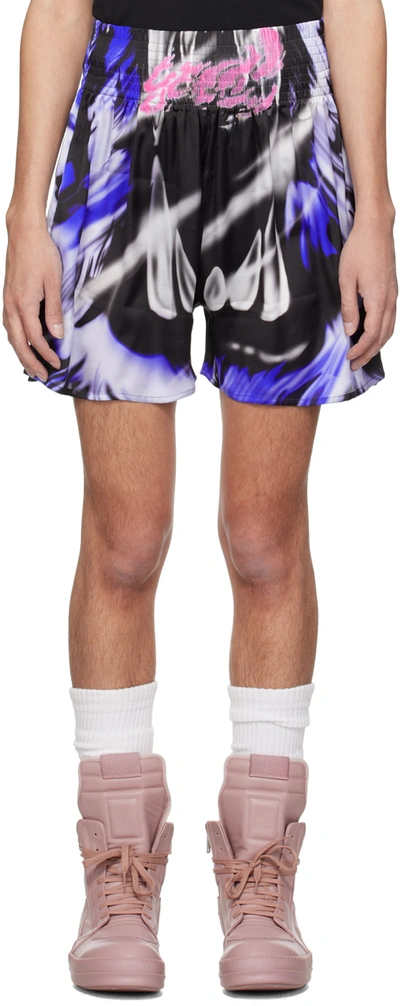 Gerrit Jacob Blue & Black Printed Shorts In Blue/pink