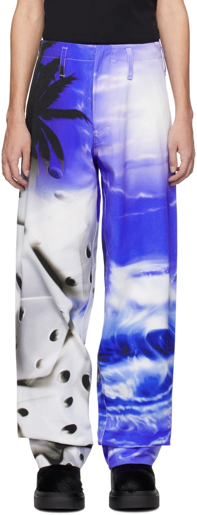 Gerrit Jacob Blue & White Printed Jeans