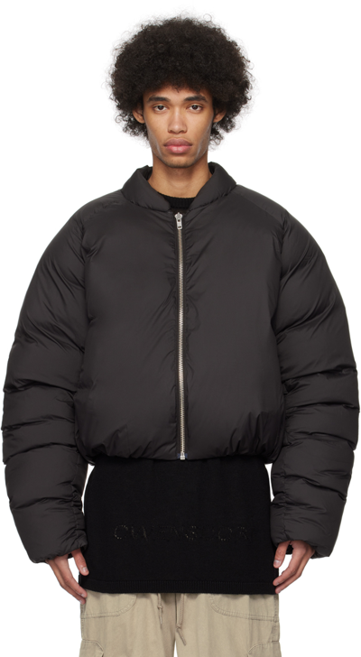 Entire Studios Black Pillow Down Bomber Jacket In Pupil