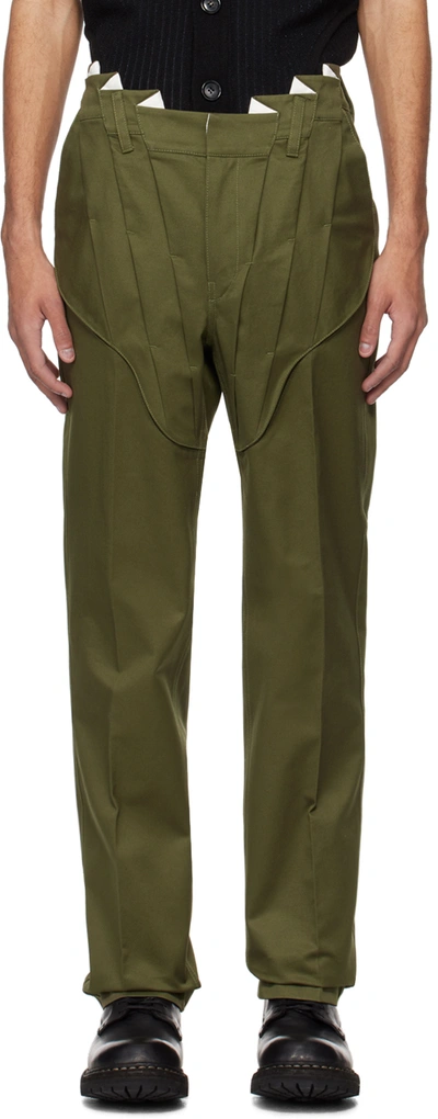 Juntae Kim Khaki Gathered Corset Trousers In Olive